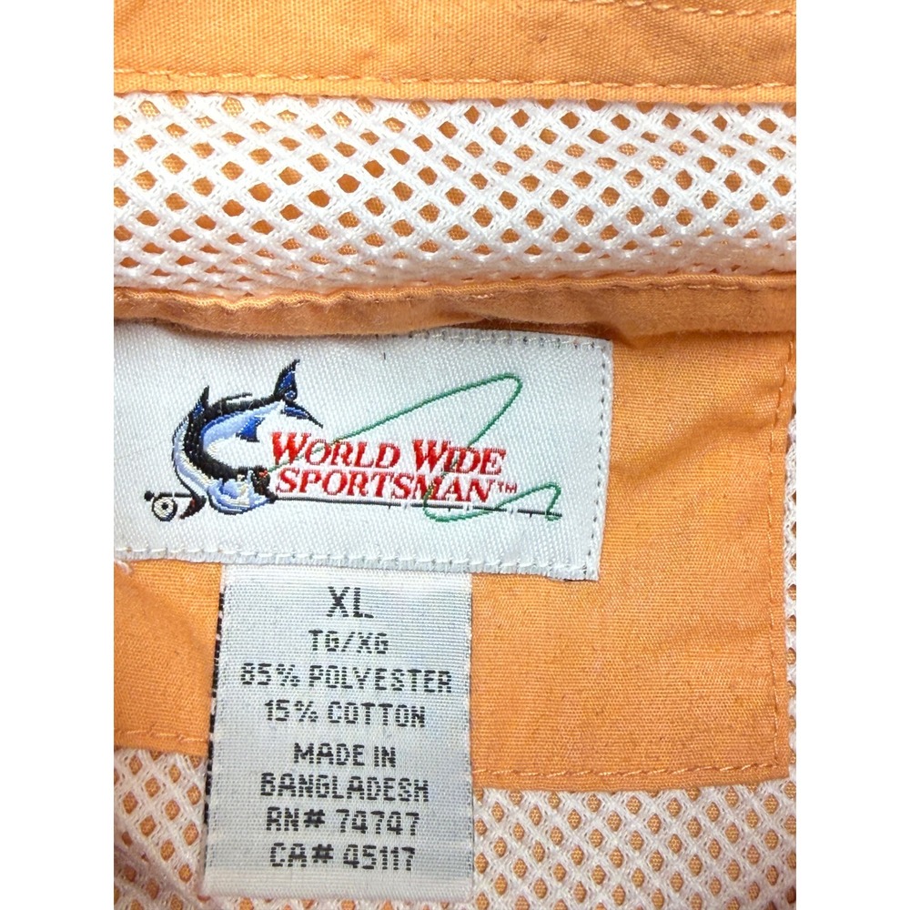 World Wide Sportsman Mens XL Fishing Shirt Florida Sea Base Orange Long Sleeve - Picture 3 of 9